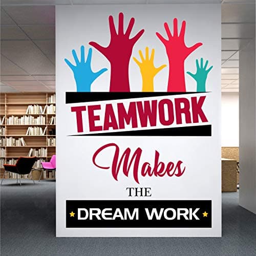 StickMe 'Team Work Makes Dream Work -Typography - Office - Inspirational - Motivational - Quotes - Wall Sticker ' -SM611 (Multi Colour, Vinyl - 50cm X 75 cm)