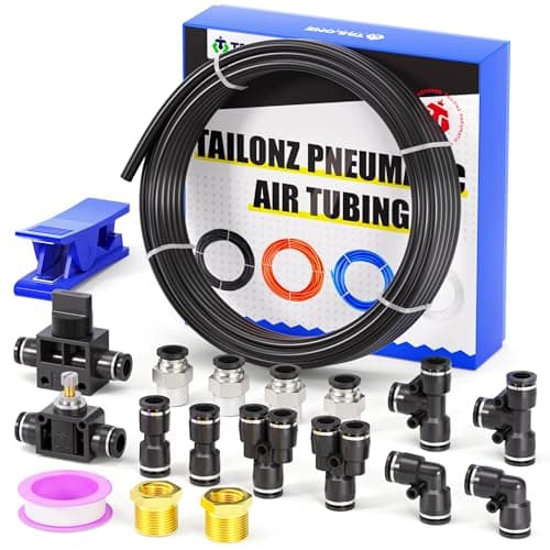 TAILONZ PNEUMATIC Black DOT 3/8 Inch od 10 Meter 32.8ft Nylon Air Tubing Kit Pipe Hose Air Line Tubing Or Fluid Transfer Pneumatic tubing