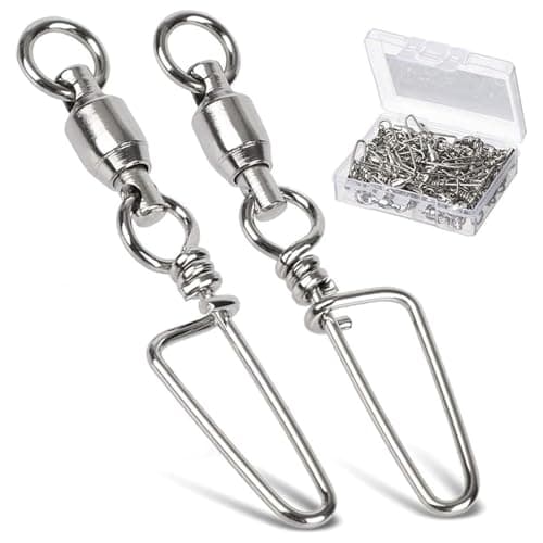 AMYSPORTS High Strength Fishing Snap Swivels - Ball Bearing, Stainless, Saltwater Corrosion Resistance - Barrel Swivel for Freshwater Fishing - 50pcs, 31lbs