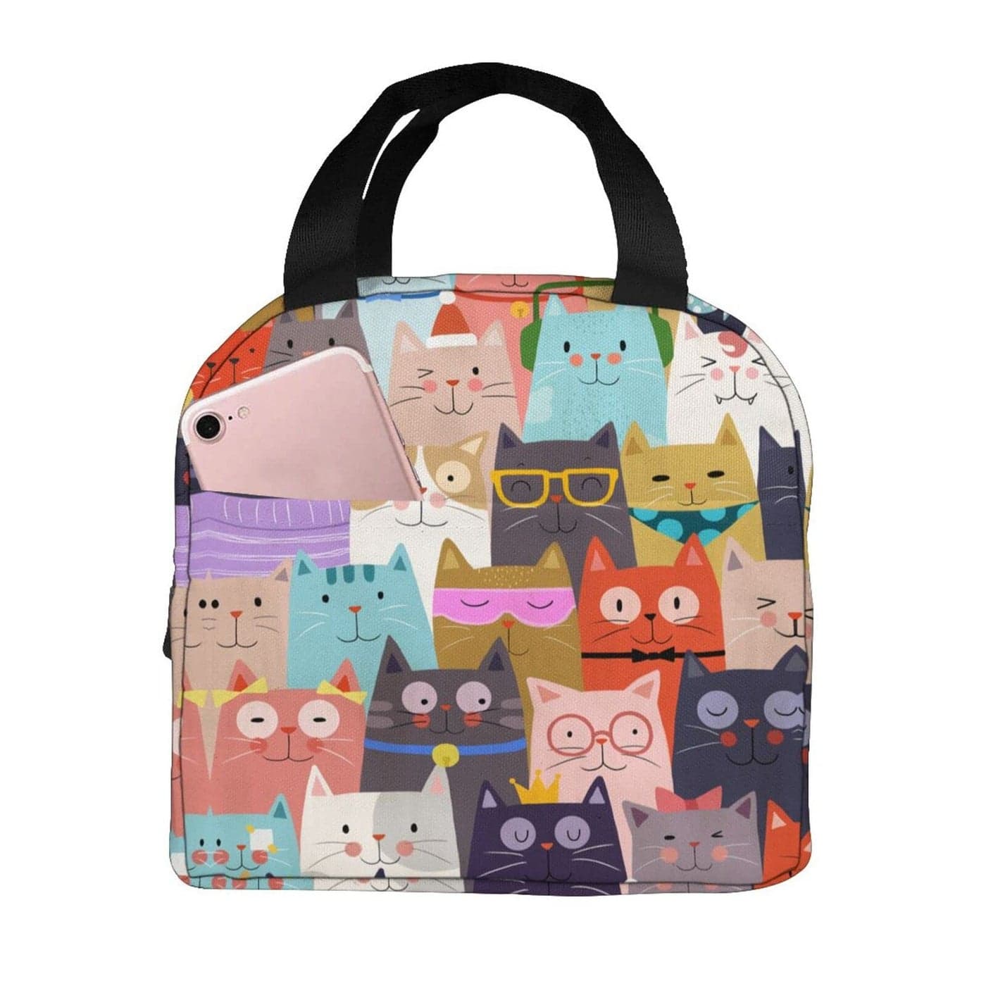 Majoug Lunch Bags Lunch Box For Women Men Adult Insulated Lunch Bag Cat Colorful Portable Lunch Bag Lunch Box Mens Womens Lunch Bags For Work Cooler Tote Lunch Boxes Keep Fresh and Warm