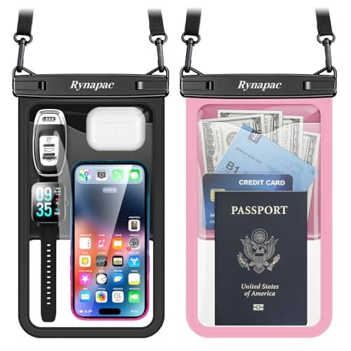 Rynapac 2 Pack Waterproof Phone Pouch - 10in Waterproof Phone Case with Lanyard, IPX8 Cell Phone Dry Bag Beach Cruise Ship Essentials for iPhone 17 16 15 Pro Max, Galaxy S25 S24 Ultra