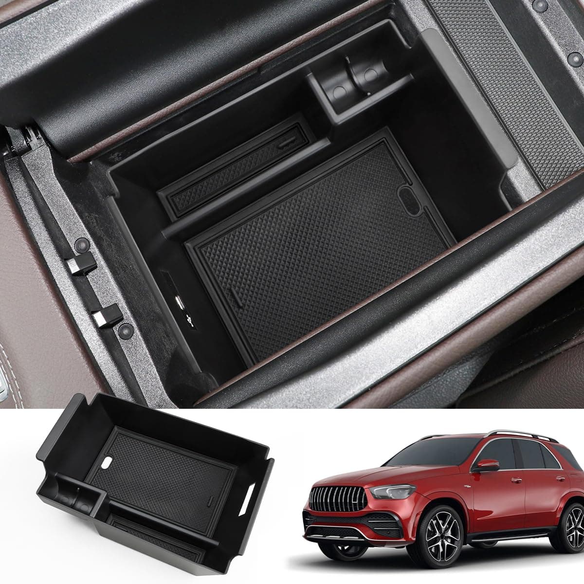 MARCHFA Center Console Organizer Compatible for 20202023 2024 2025 Benz GLE 350 450 W167 53 AMG Accessories Armrest Tray Organizer Insert Storage Box for GLS 450 2020 2021 2022 Black