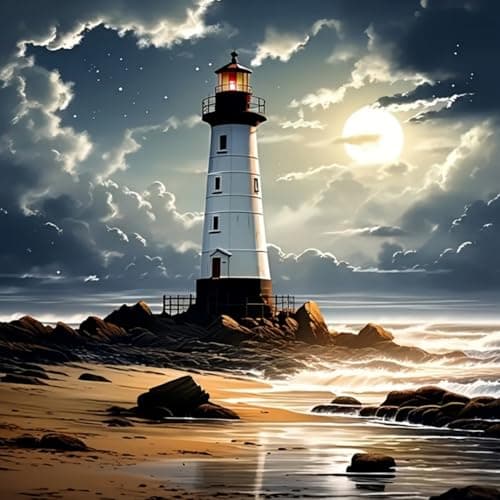 CHWGLFGG 5D Diamond Art Kits for Adults Beginners Lighthouse Diamond Painting Kits DIY Full Round Drill Paint by Diamonds Dot Gem Art for Adults Home Wall Decor 137X 137 Inch