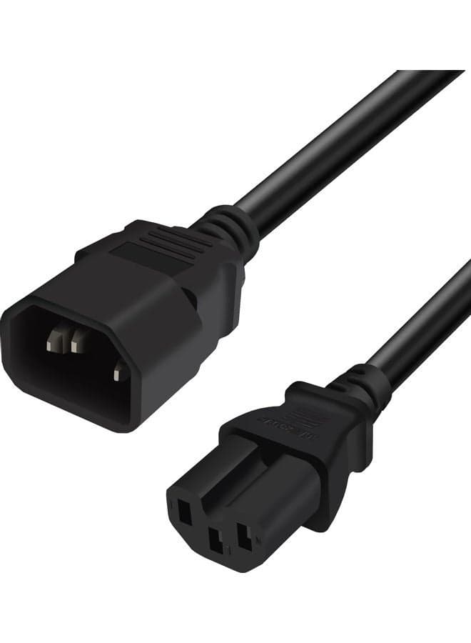 Heavy Duty Computer Power Extension C14 Male to C15 Female Power Cable 1.8 Mtr Black
