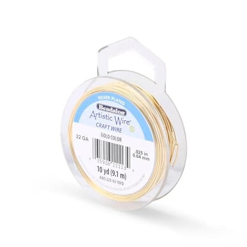 Artistic Wire 22 Gauge Silver Plated Tarnish Resistant Colored Copper Craft Wire Gold Color 10 yd