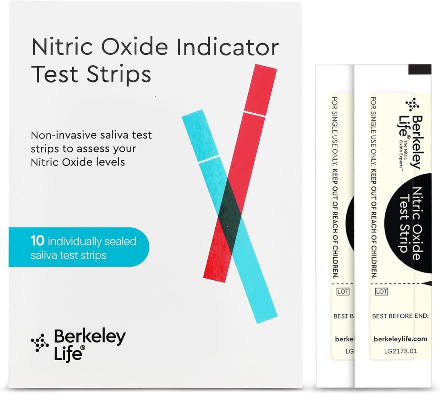 Berkely Life Nitric Oxide Text Strips atHome NonInvasive Saliva Testing Kit to Assess Nitric Oxide Levels for Men Women 10 Individually Sealed Indicator Strips