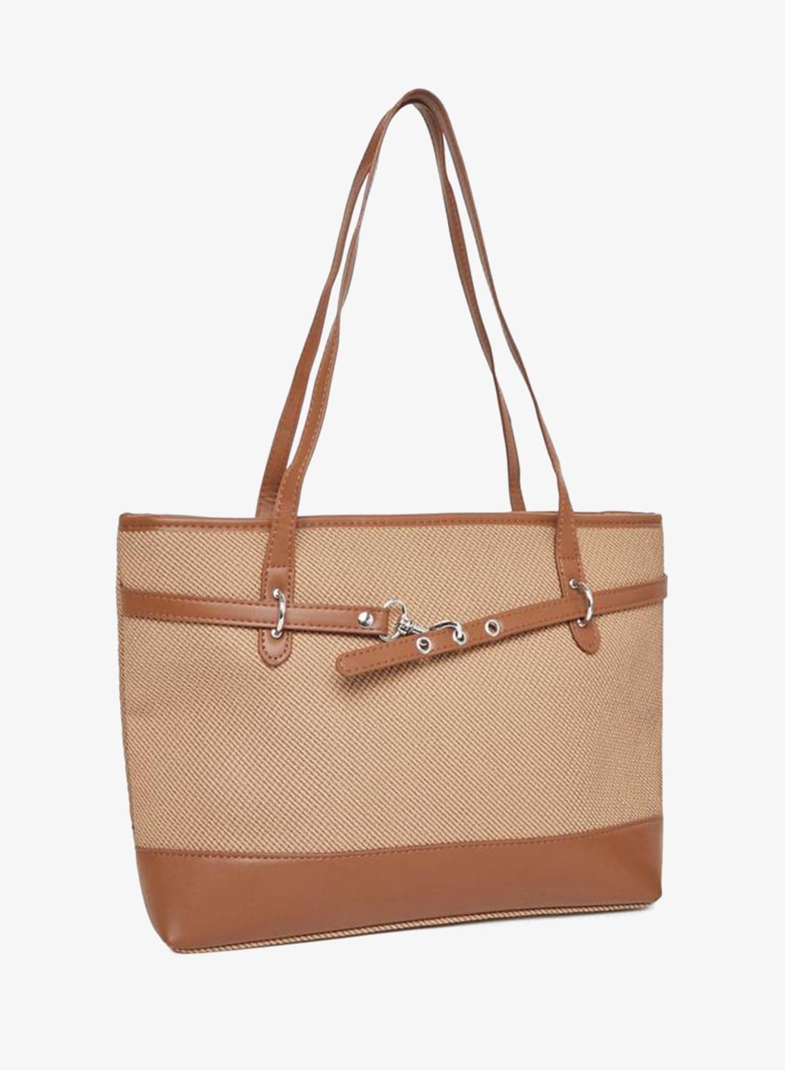 Styli Belted Detail Tote Bag with Zip Closure