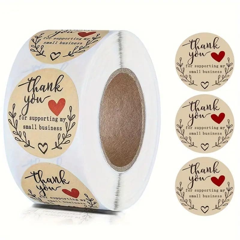 Onpalm Enterprise 500pcs Watercolor Thank You Stickers - Round Self-Adhesive Sticker for Paper, Small Business Wedding Supplies, Gift Wrap - 25 mm, (1,Thank You for Supporting My Small Business)