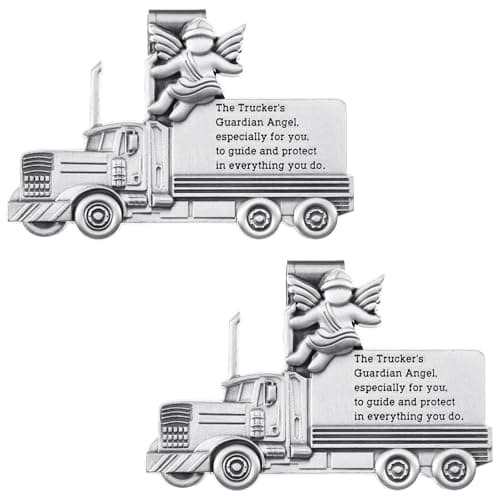 MorningRo 2 Pcs Trucker Visor Clip Truck Driver Gifts Guardian Angel Prayer Car Visor Clip Automotive Accessories Gifts for Parent Family Friend
