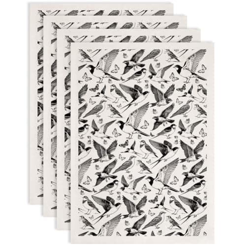 SUPERDANT 4PCS Birds Underglaze Paper Transfer Butterfly Transfer Paper for Clay Ceramic Porcelain Under Glaze Transfers for Pottery Enamel Decals Black Underglaze Decal Papers 146x205in