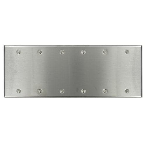 Leviton 6-Gang Blank Device Wallplate, Standard Size, Non-Magnetic Stainless Steel, 84066-40