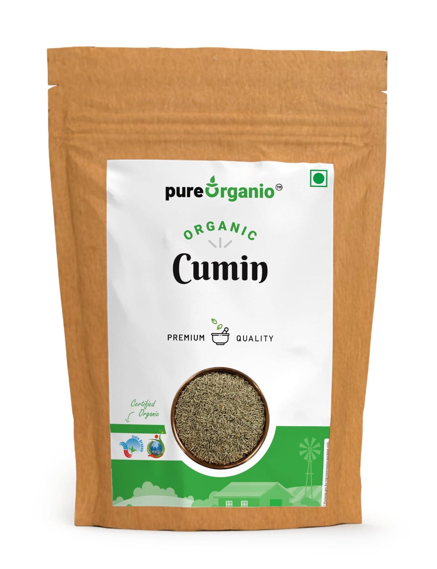 Pure Organio Organic Jeera whole Cumin Seeds Fresh Indian Spices Sabut jira seed zeera NPOP Organic Certified (1 KG)