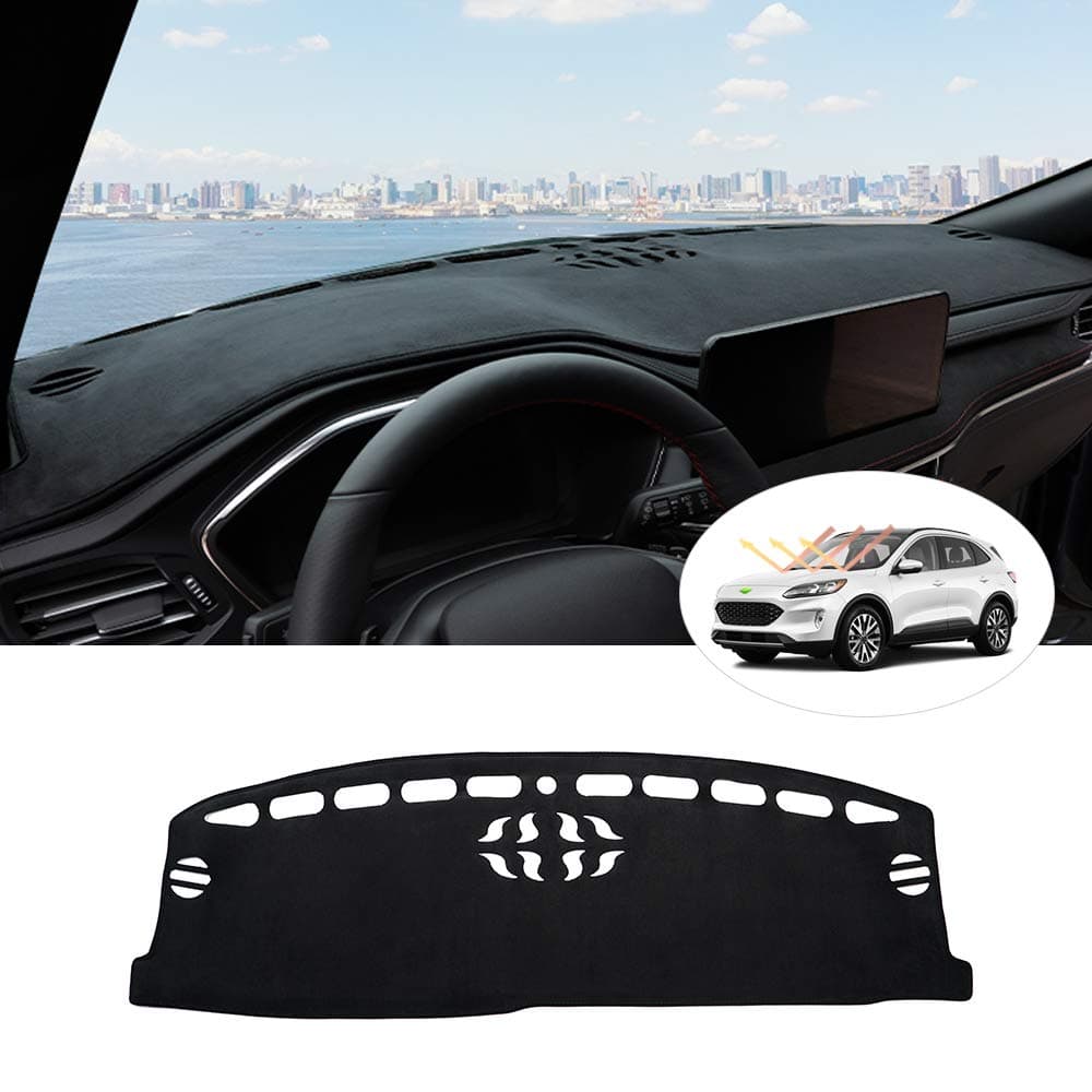 Autorder Dashboard Cover Mat for Ford Escape 2020 2021 2022 2023 2024 2025 Accessories Dash Cover Suede Dash Mat Sunshade Glare UV Rays Protector