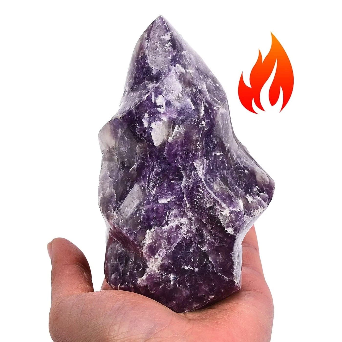 AMOYSTONE Purple Lepidolite Crystals Tower Flame Shaped Stone Energy Meditation Healing Crystal Home Decor 1522 Pound