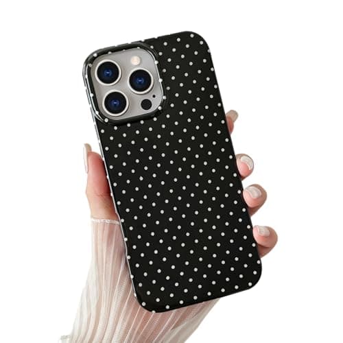 Yeddabox for iPhone 13 Pro Max Case Cute Polka Dot Phone Case Soft TPU Slim Shockproof Phone Cover for Women Girls, Black