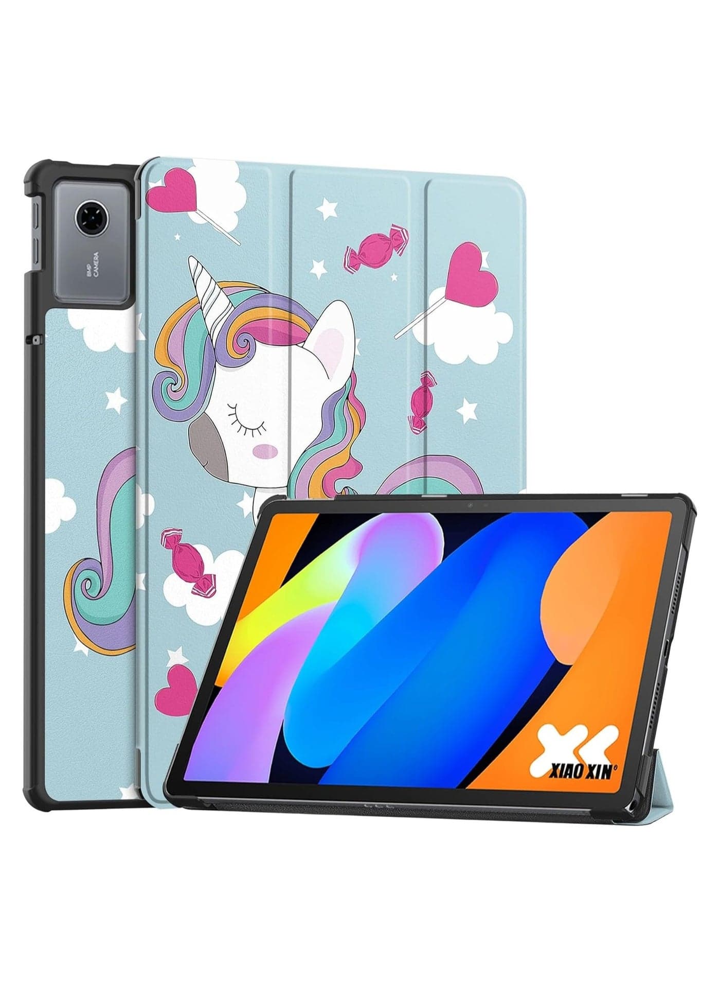Compatible with Lenovo Xiaoxin 11 11-inch 2025 (TB335FC) Tri-fold Smart Tablet Case Hard PC Back Cover Slim Protective Case Multi-angle Stand Folio Protective Cover