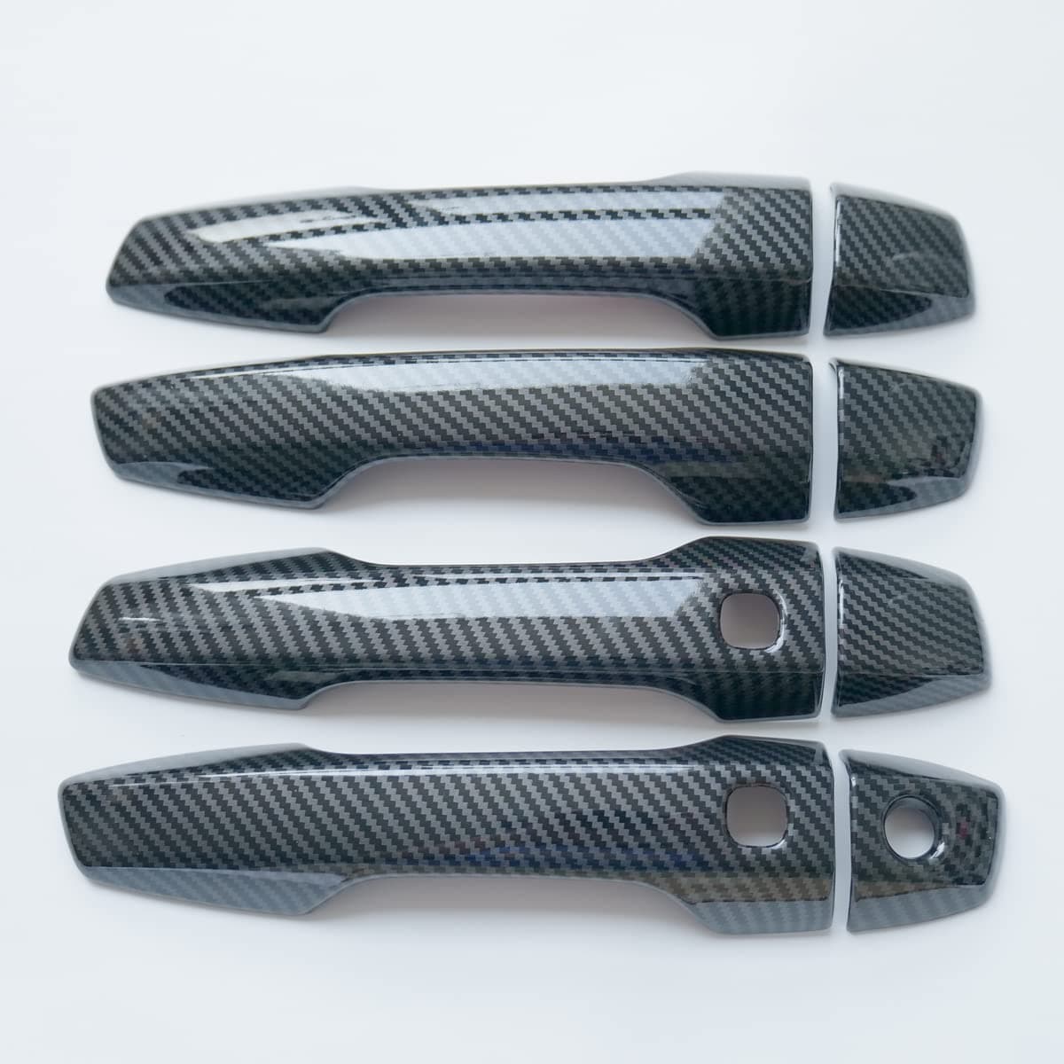 CYAuto Carbon Fiber Chrome Exterior Door Handle Cover Trims for Mitsubishi Outlander 2022 2023 2024 Eclipse Cross Carbon Fiber Style