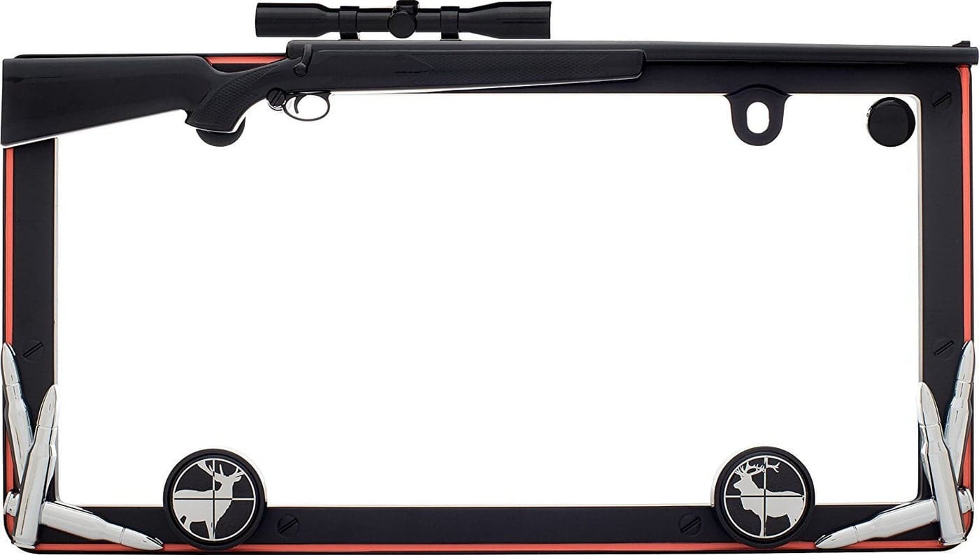 Cruiser Accessories 19656 Hunting License Plate Frame with Fastener Caps Matte BlackOrange