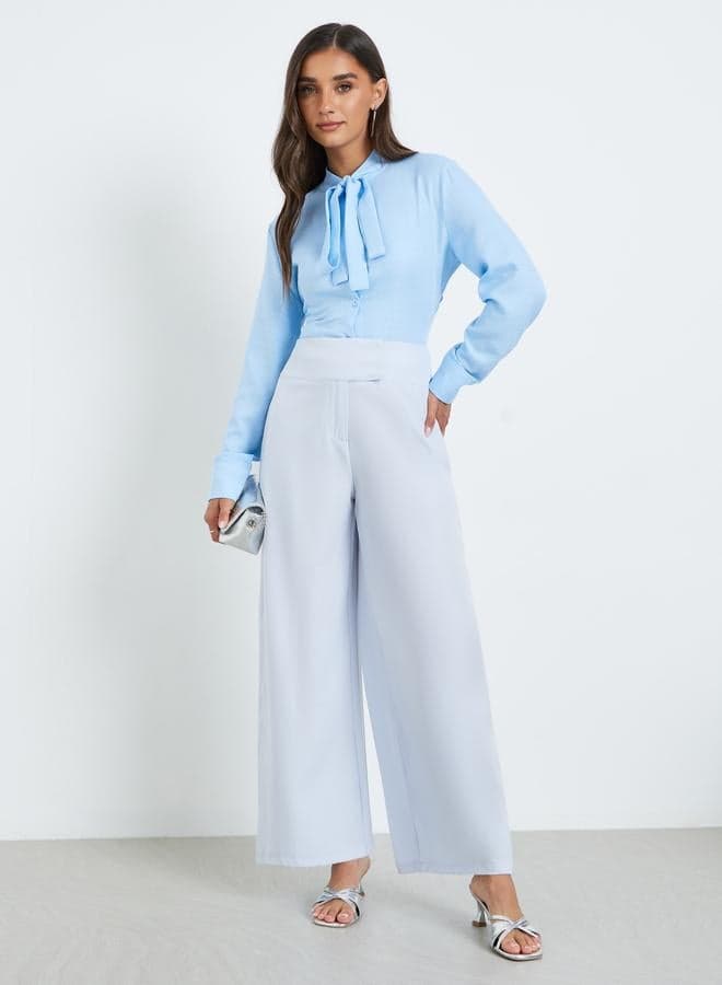 Light Blue Wide Leg Trousers