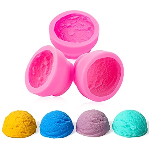 Silicone 3D Ice Cream Ball Shape Silicone Molds Cookie Pastry Mould Soap Candle Clay Mold for Wedding Cake Chocolate Dessert Pudding Mousse DIY Kitchen Baking(3 Pieces)