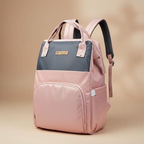 PrettyKrafts Diaper Bag for Mothers, Baby Bag for Mother Travel, Multi Compartment Water Resistant Maternity Bag for Mother and Baby, Baby Bag for Mom Large Capacity (Grey & Pink)