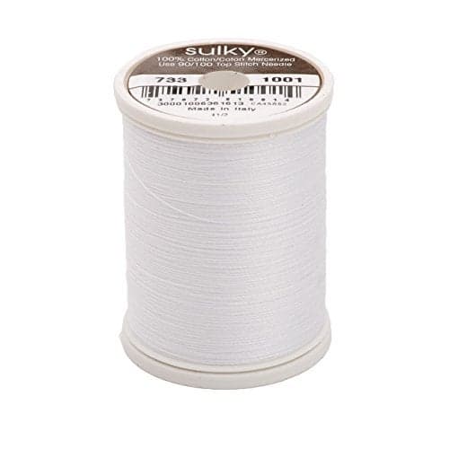 Sulky of America 400d 30wt Cotton Thread, 500 yd, Bright White