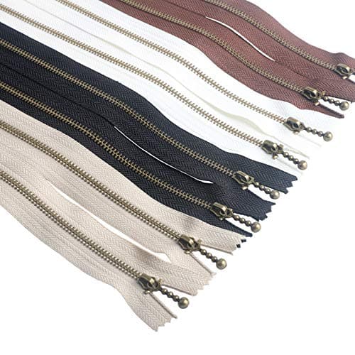 Beaulegan Metal Zipper Set 8 Pcs 3 Antique Brass Closeend 12 Inch 30 cm Assorted Color