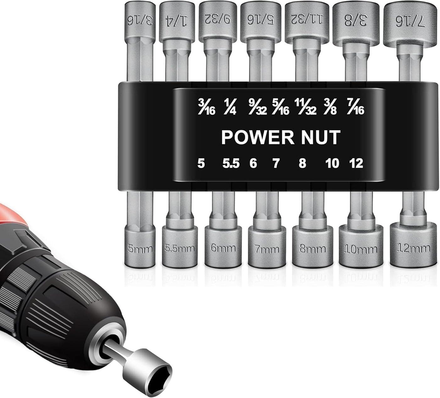 Bennort 14 Piece Power Nuts Driver Drill Bit Socket Wrench Tools Set,1/4 inch Hex Shank Nut Driver Socket Wrench Tools,Electric Screwdriver Wrench Nut setter Set,Drill Chuck Adapter For drill machine