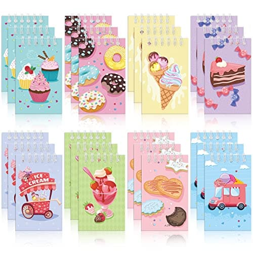 Zonon 24 Pack Cute Mini Notebooks for Kids Ice Cream Party Favors Pocket Notebook Mini Ice Cream Spiral Notepads Gifts Bulk for Birthday Party Favors Supplies School Teacher Classroom Gifts