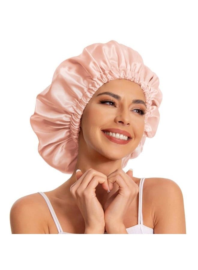 Satin Bonnet Silk Bonnet Hair Bonnet for Sleeping-Slouchy Beanie Hat Satin Sleep Cap for Women's Natural & Curly Hair(Peach Beige)