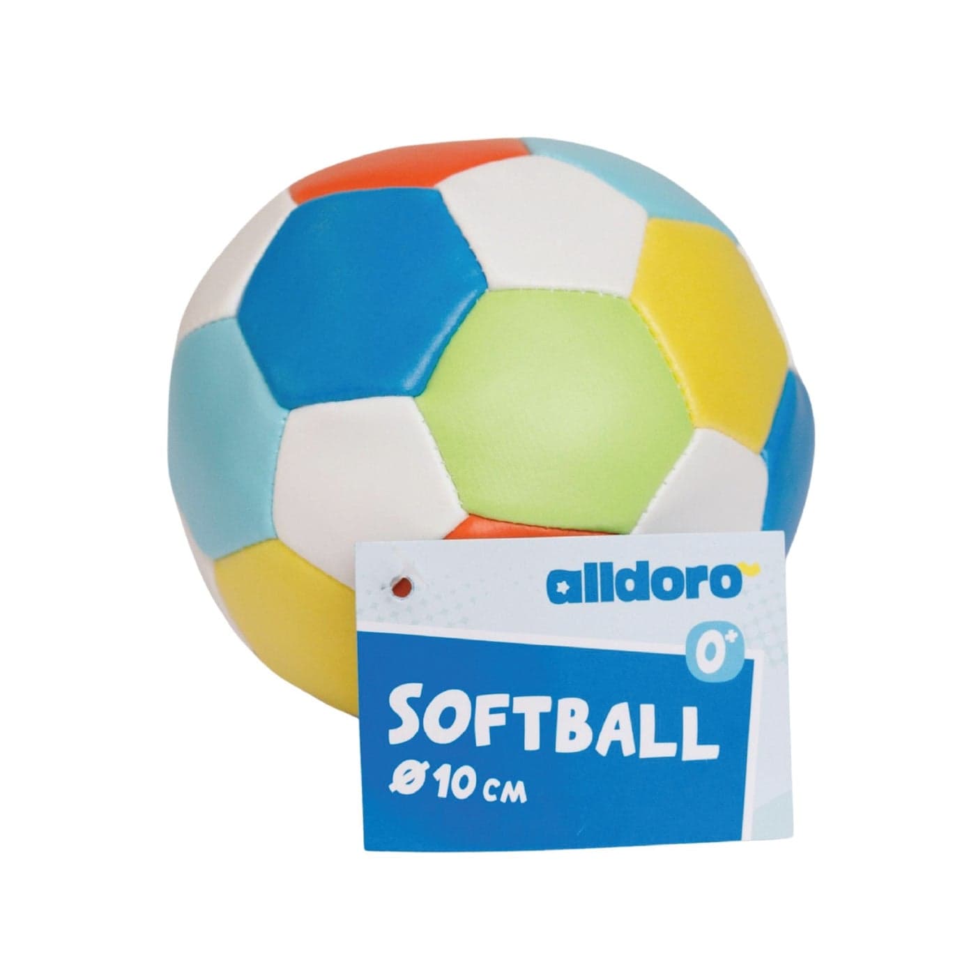 alldoro Mini Softball 10cm Colourful Soccer Design | 60g Lightweight | PVC with Polyester Filling | Safe First Ball for Toddlers Age 0+