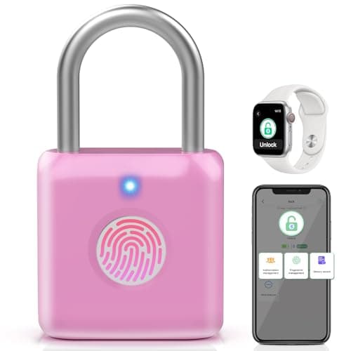 Pothunder Fingerprint Padlock, Locker Lock, Combination Lock, Fingerprint Lock with APP Unlock, USB Rechargeable, Suitable for Gym Locker, Door, Locker