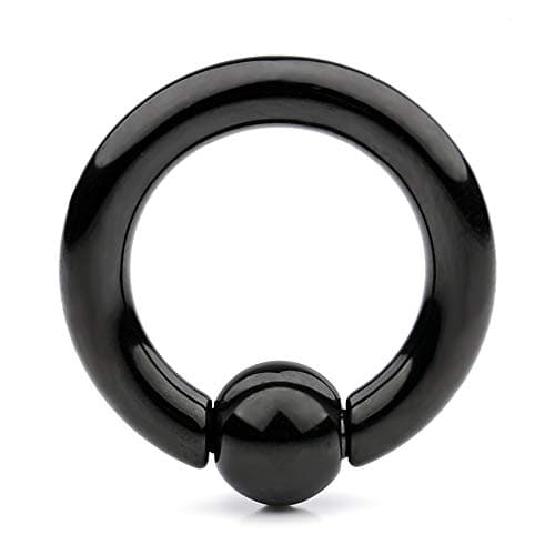 Ruifan Black Plated 316L Surgical Steel Spring Action Captive Bead Ring CBR 2G 1/2 Inch