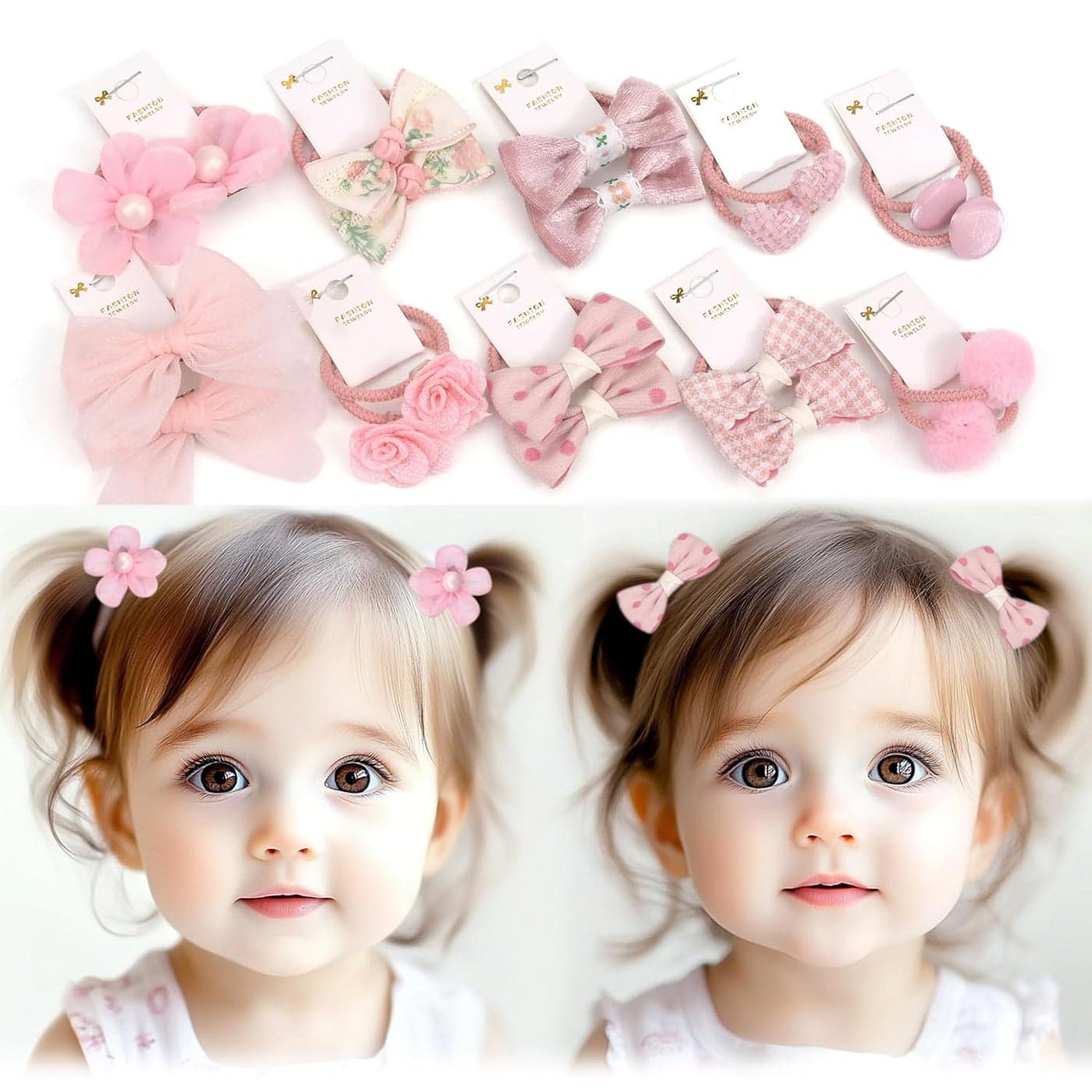 20 PCS Toddler Hair Ties for Girls Baby Hair Ties Cute Flower Elastic Scrunchies Seamless Ponytail Holders Little Girls Hair Accessories for Thick Hair SetA
