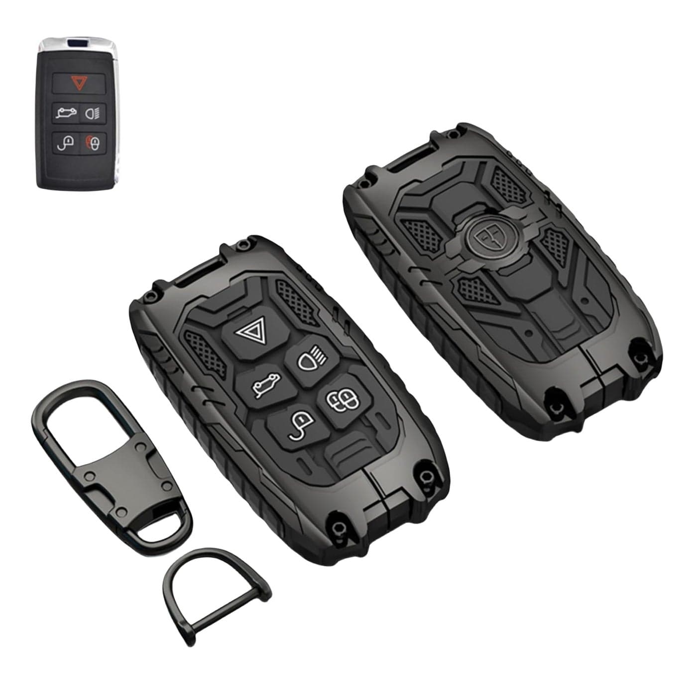 Heavy Metal Key Fob Cover Case Protector for Land Rover Keychain Accessories for 20182025 Land Rover Range Rover Evoque Sport Velar Defender Discovery Sport Jaguar ModelA