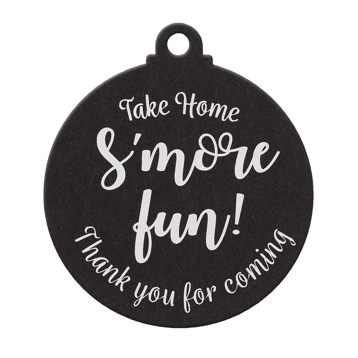 SummerRay 50pcs Take Home SMore Fun Birthday Party Favors Gift Tags Thank You Tags Black
