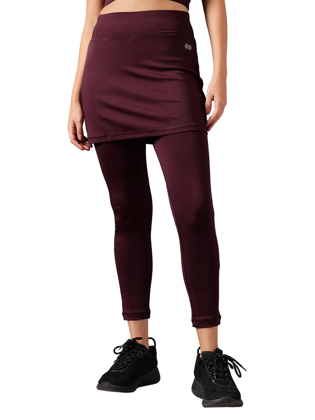 Clovia Women's Snug-Fit High Rise Active Skirt with Attached Tights (AB0117P15_Purple_S)