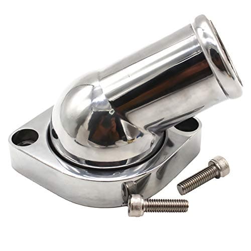 GSKMOTOR 45° Swivel Polished Water Neck Thermostat Housing Compatible with Chevrolet LS Engine LS1 LS2 LS7