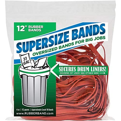 Alliance Rubber 08994 SuperSize Bands 12 Red Large Heavy Duty Latex Rubber Bands 4 ounce resealable bag contains approx 18 bands