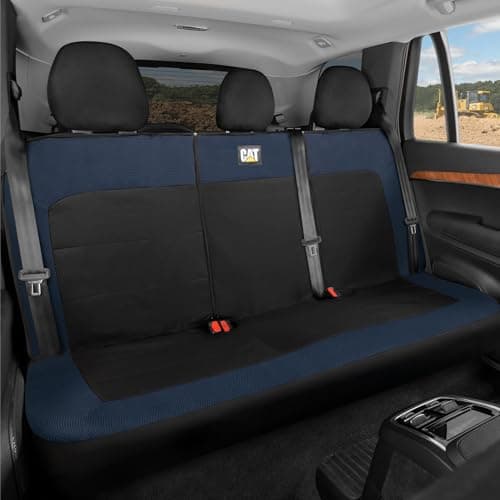 CAT MeshFlex Blue Rear Seat Cover for Cars SUVs MidSize Pickup Trucks Durable 6040 Split Rear Bench Seat Protector Back Seat Cover Interior Auto Accessory Not for FullSize Pickup Trucks