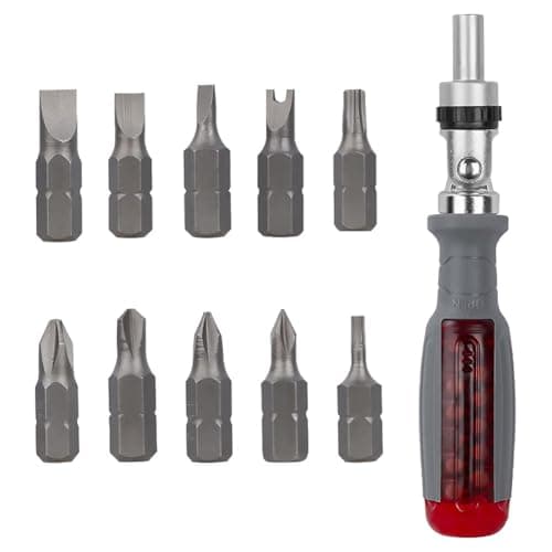 G.FIDEL 10-in-1 Ratchet Screwdriver Set, Chrome Vanadium Steel, 180° Adjustable Angle, Magnetic Storage