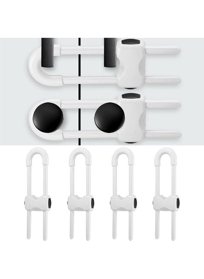 HFATMOS U-Shaped Baby Safe Locks - Sliding Cabinet Locks, Adjustable U-Shaped Latches for Drawers, Refrigerator, Cabinet, Closet, Kitchen, Bathroom (8 Pcs)