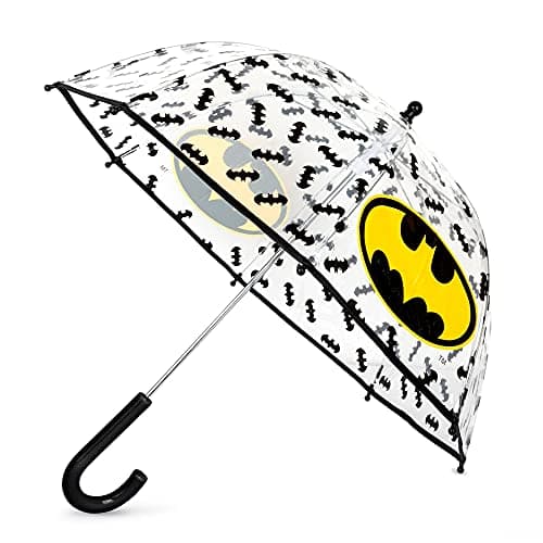 ABG Accessories ABG boys Kids Clear for Rain Boy's, Transparent with an Easy Grip Handle, Dome Windproof, Bubble Umbrella, DC Comics, Batman, Age 3-10 US