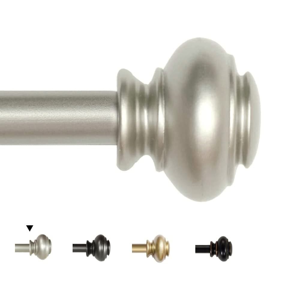 HVERSAILTEX Window Curtain Rods for Windows 28 to 48 Inches Adjustable Decorative 34 Inch Diameter Single Window Curtain Rod Set with Classic Finials Nickel