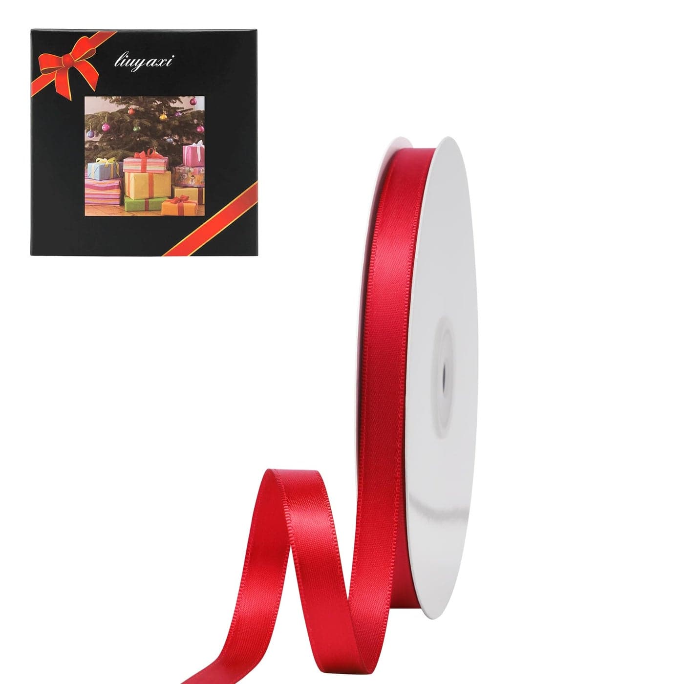 LIUYAXI Red Double Face Satin Ribbon 38 X 50 Yards Ribbons Perfect for Crafts Gift Wrapping Bow Making and More