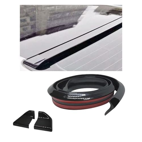 Car Rear Spoiler Roof Lip Kit, Carbon Fiber 3D Rubber Trunk Spoiler Trim Strip Cool Car Decoration, Universal Punch-Free Vehicle Exterior Accessory Sticker (Black)