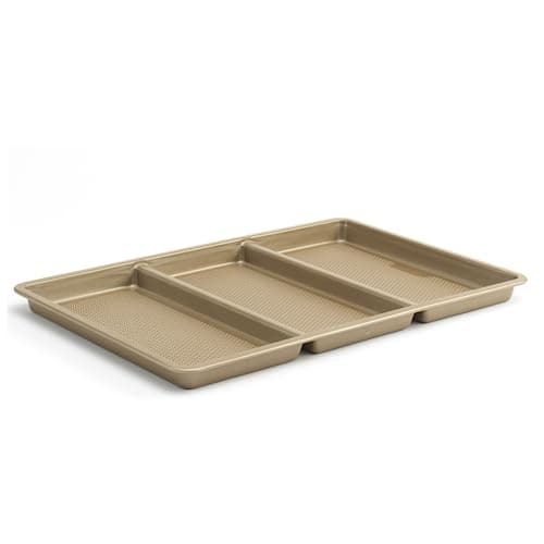 GoodCook 11 x 17-Inch Non-Stick Divided Sheet Pan – 3-in-1 Textured Cooking Pan, Baking Dish, Scratch-Resistant Carbon Steel Oven Pan for Meal Prepping & Dinners
