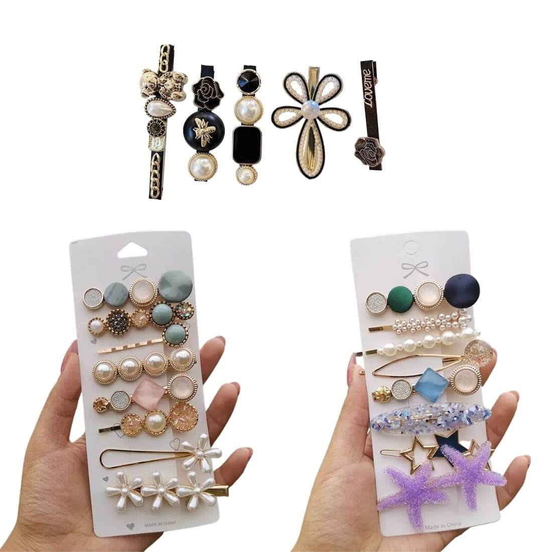 Tresneria® Korean Hair Clips Assorted Flower Star Teddy Clips - 21 PCS