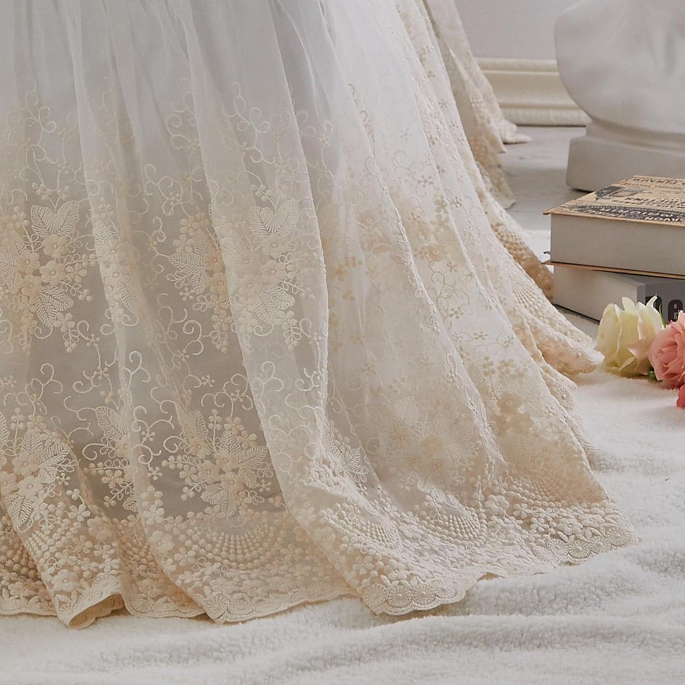 Brandream Boho Bohemian Girl Baby Nursery Lace Crib Bed Skirt Dust Ruffle Solid Color Romantic Beige Cream Off White Farmhouse Chic 100 Cotton Ruffle Excellent Quality