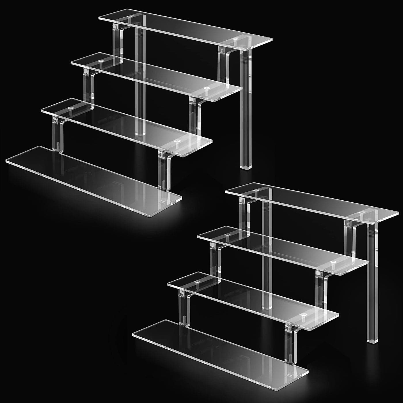 Kcrystenia Acrylic Display Stands Risers 9Clear Perfume Organizer Stand Shelf 4 Tier Acrylic Risers for Display Decorative Perfume Makeup Nail Polish Dessert 2 Pack